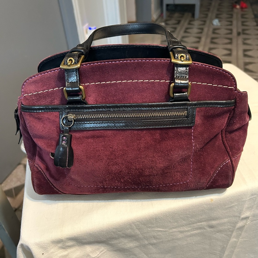 Coach aubergine suede leather bag H05S-7474